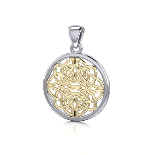 Celtic Knotwork Silver and 14K Gold accent Pendant TPV153