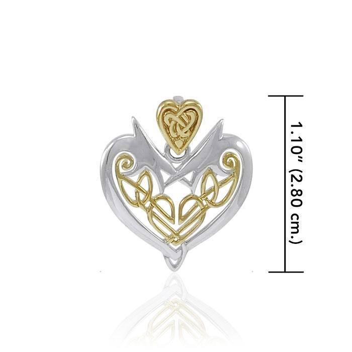 Joyous Heart Celtic Knotwork Silver and 14k Gold accent Pendant TPV3444