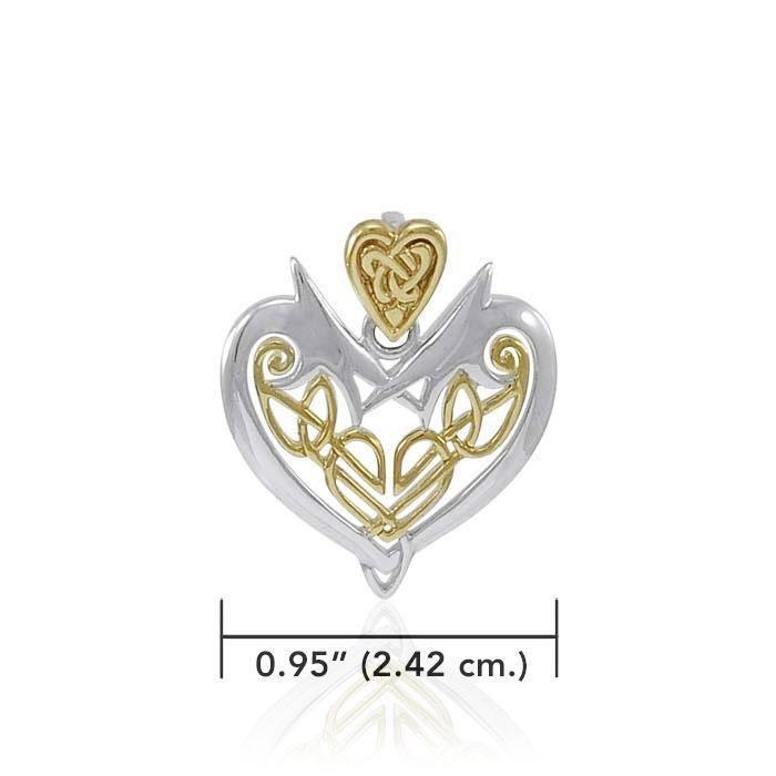 Joyous Heart Celtic Knotwork Silver and 14k Gold accent Pendant TPV3444