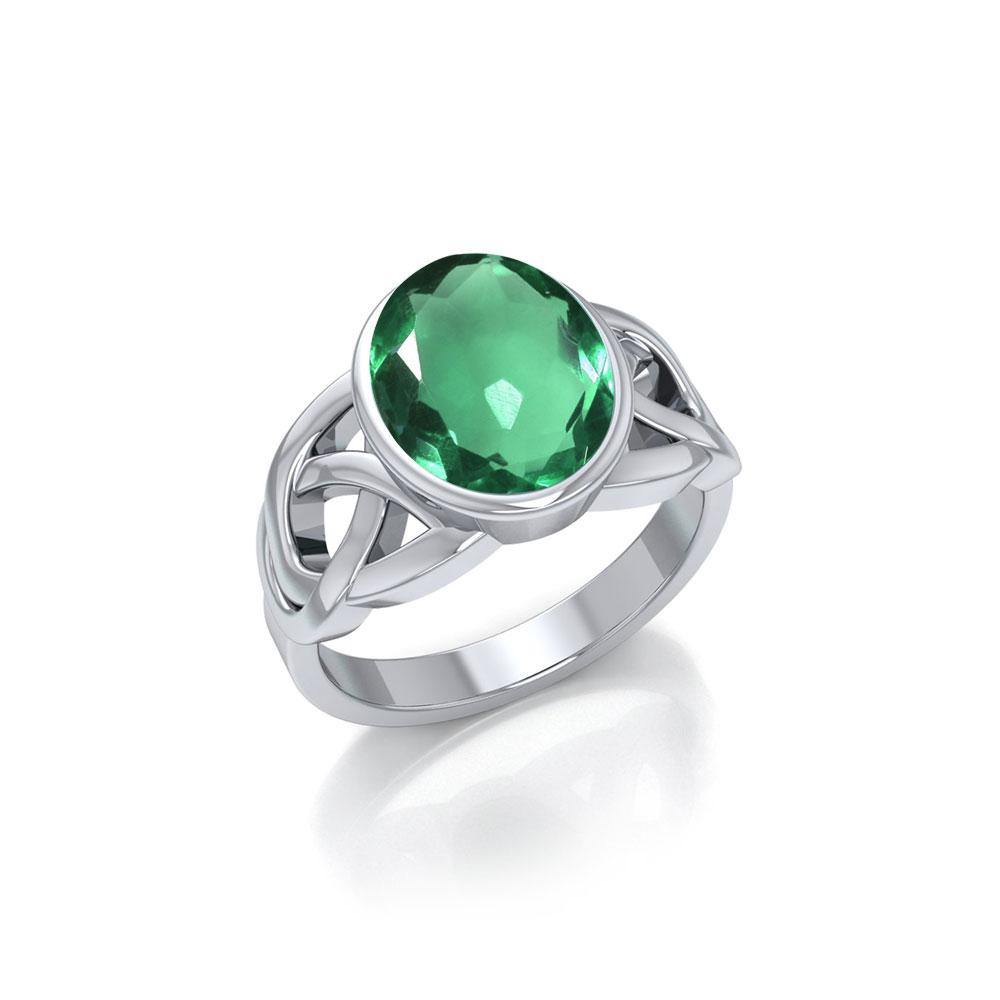 The eternity of life, nature and love ~ Celtic Knotwork Ring with a Gemstone centerpiece TR1858