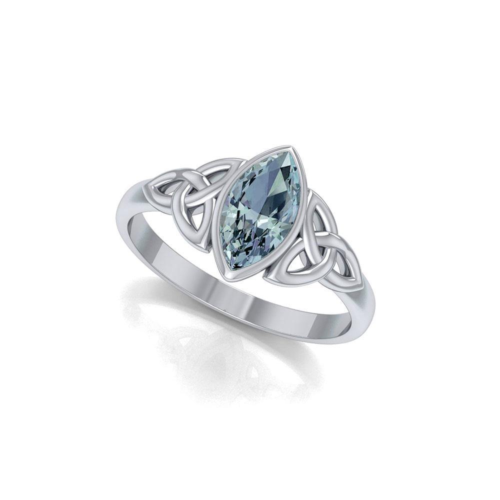 Celtic Knotwork Sterling Silver Ring with Gemstone TR556