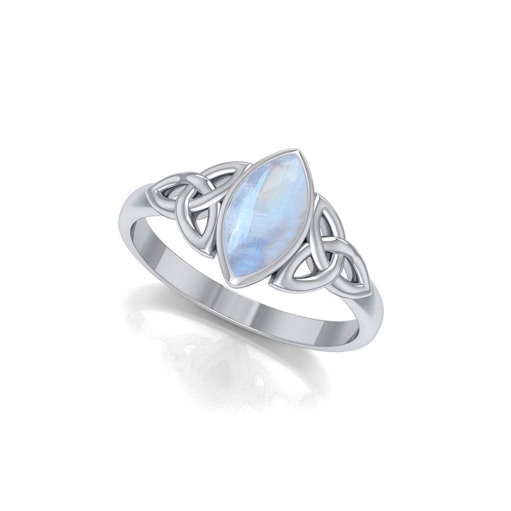 Celtic Knotwork Sterling Silver Ring with Gemstone TR556