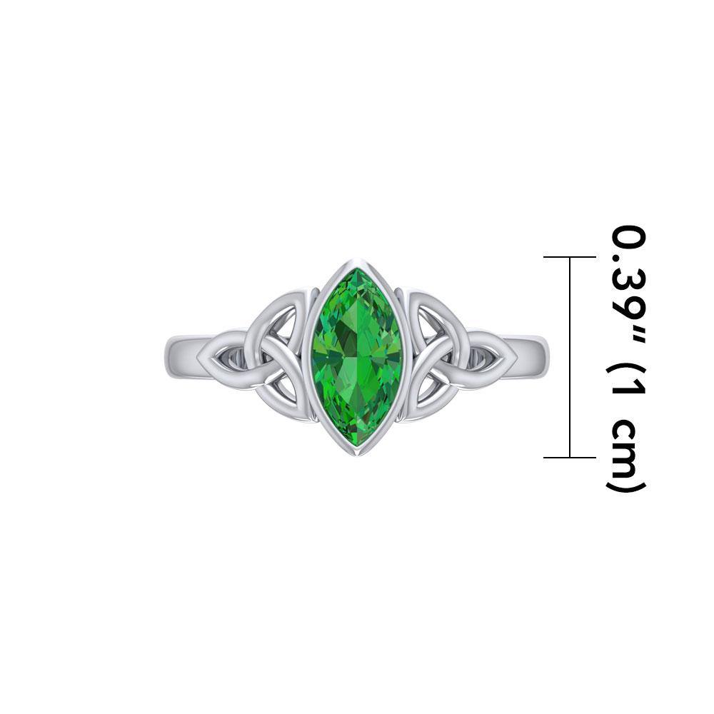 Celtic Knotwork Sterling Silver Ring with Gemstone TR556