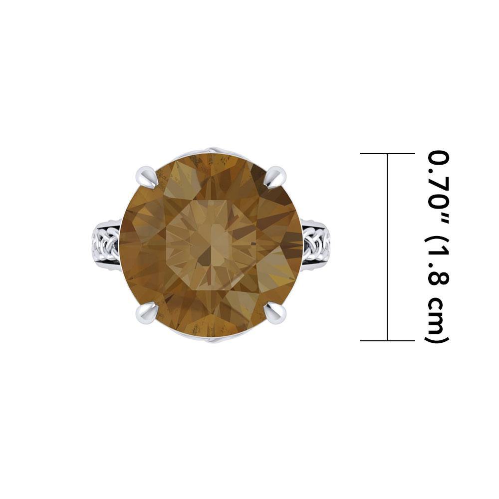 Celtic Heart Sterling Silver Cocktail Ring with Large Gemstone TRI1698
