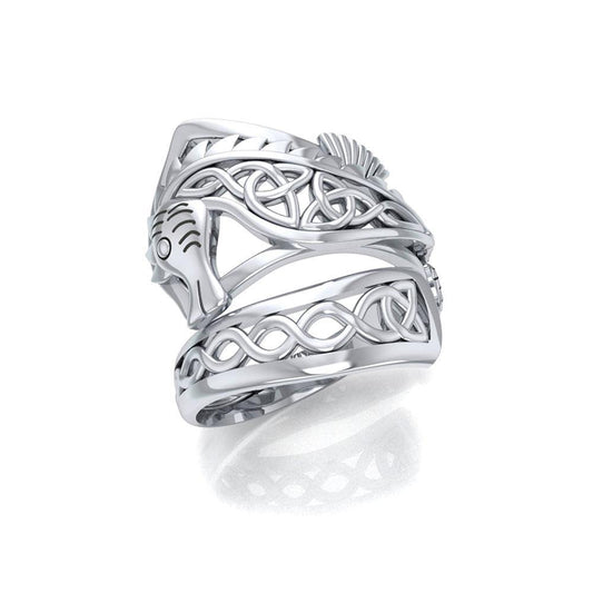 Celtic Knots Silver Seahorse Spoon Ring TRI1737