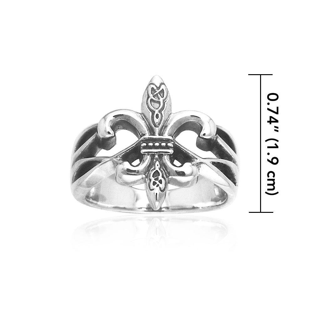 Celtic Fleur De Lis Silver Ring TRI203