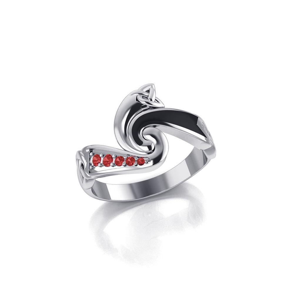 Endless and Modern Celtic Triskele Silver Gemstone Ring TRI636