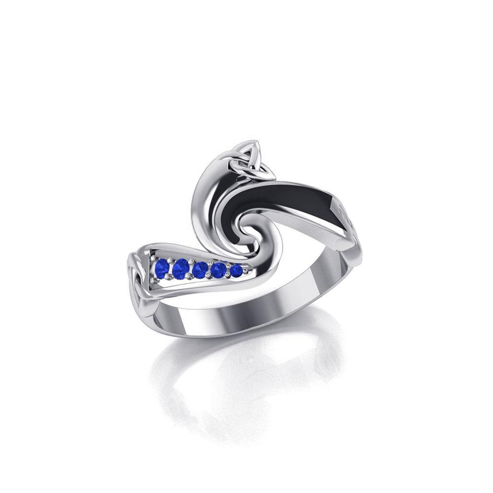 Endless and Modern Celtic Triskele Silver Gemstone Ring TRI636