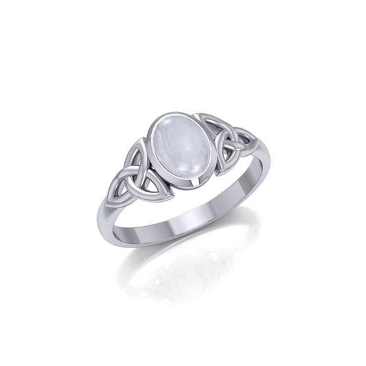Celtic Triquetra Sterling Silver Ring With Gemstone TRI887