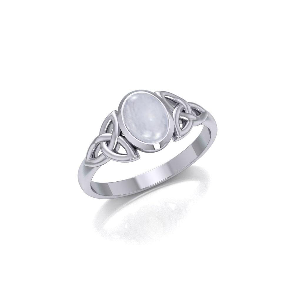 Celtic Triquetra Sterling Silver Ring With Gemstone TRI887
